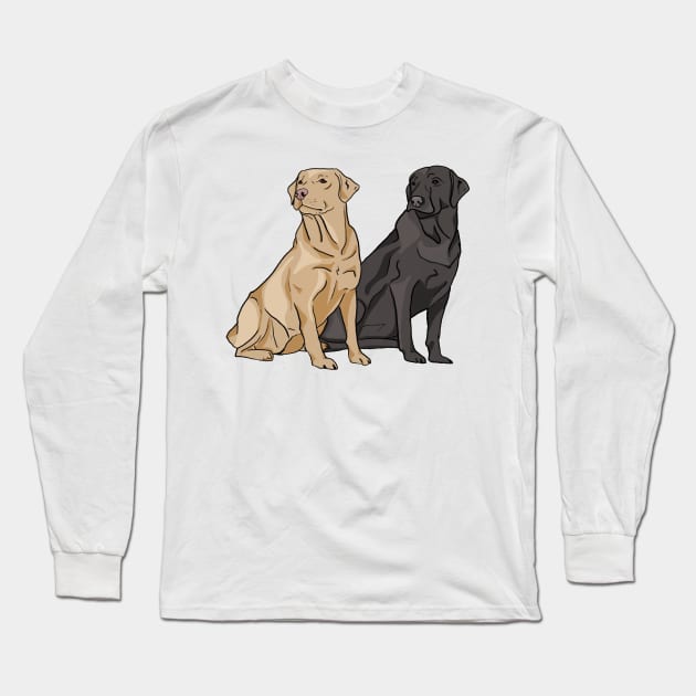 Two of a Kind - Black and Yellow Labs Long Sleeve T-Shirt by themarementality